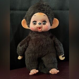 Vintage 70s Monchhichi Monchichi TOTSY Plush Sleepy Eye Rattle Thumb Sucker 8"